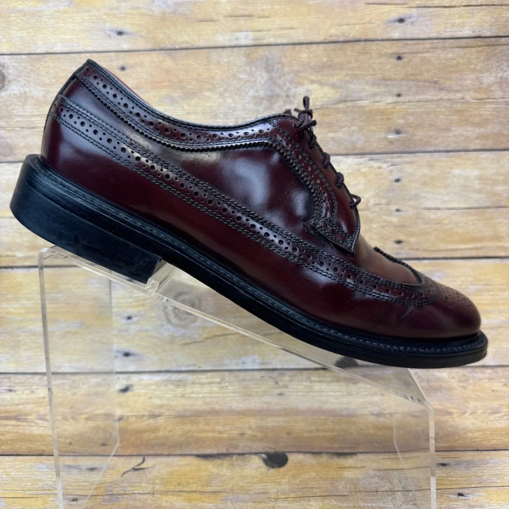 Vintage Dexter USA Dress Shoes Men 10.5 C Burgundy Wingtip‎ Longwing Brogue